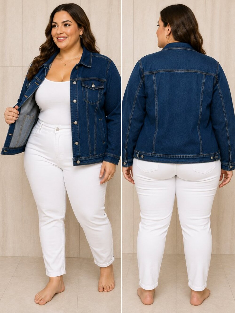 Old Navy Women's 3X Plus Denim Jacket Dark Blue Jean Trucker Button Front